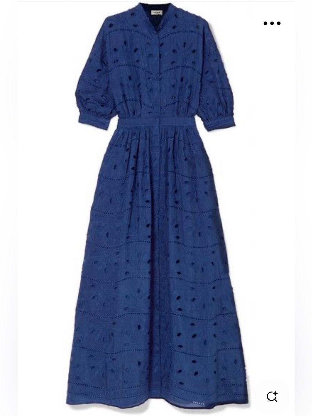 Paul & Joe Blue Eyelet Maxi Dress with Puff Sleeves Size 38